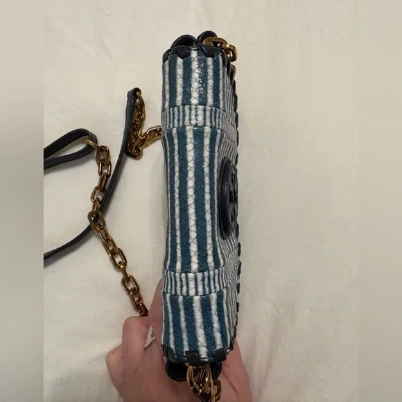 Tory Burch Navy and White Striped Crossbody Bag - Picture 4 of 9